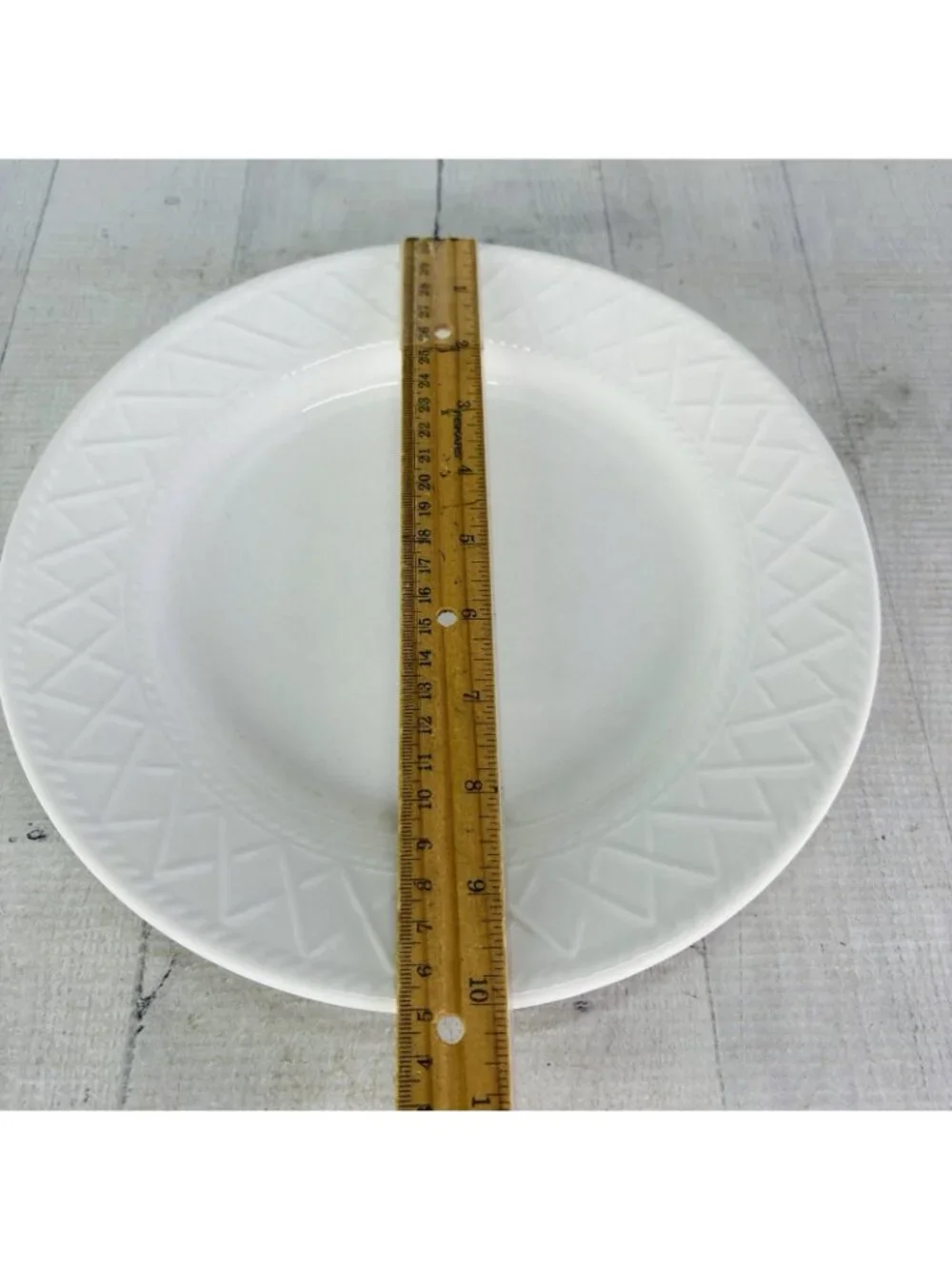 Totally Today TTO6 White Embossed Rope Criss Cross Ceramic Dinner Plates Set 4